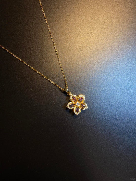 Gold Crystal Flower Necklace