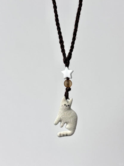 Fuzzy Friend Cat Pendant Necklace