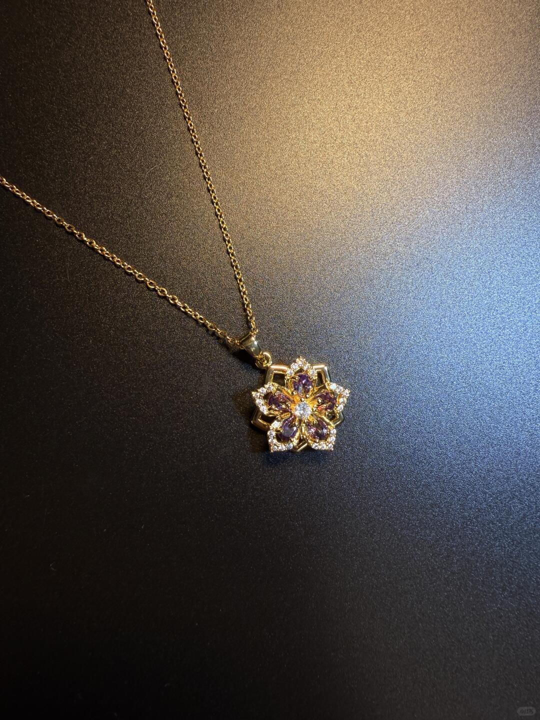 Gold Crystal Flower Necklace