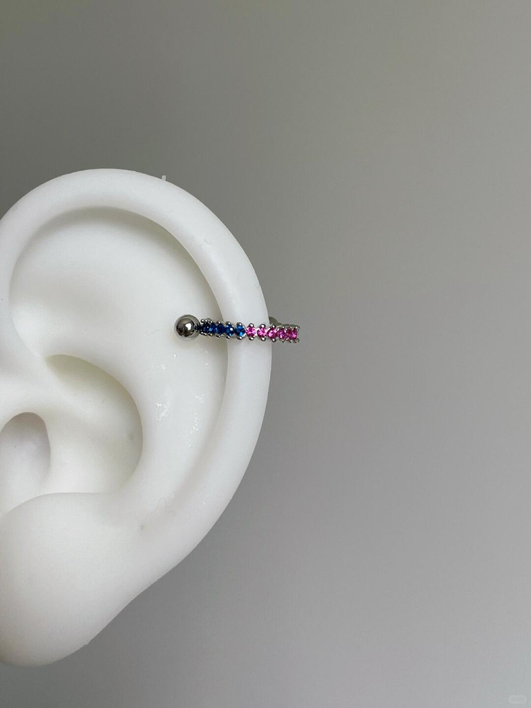 Silver Multicolor Stellar Helix Earring
