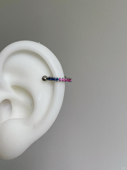 Silver Multicolor Stellar Helix Earring