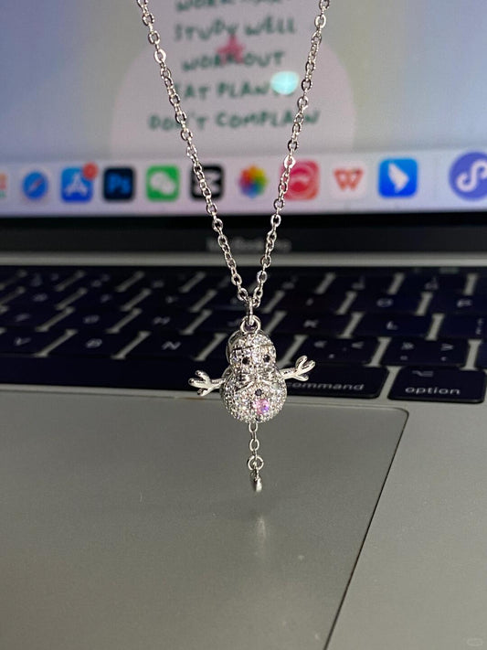 Silver Pink Crystal Bird Necklace