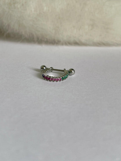Silver Multicolor Stellar Helix Earring