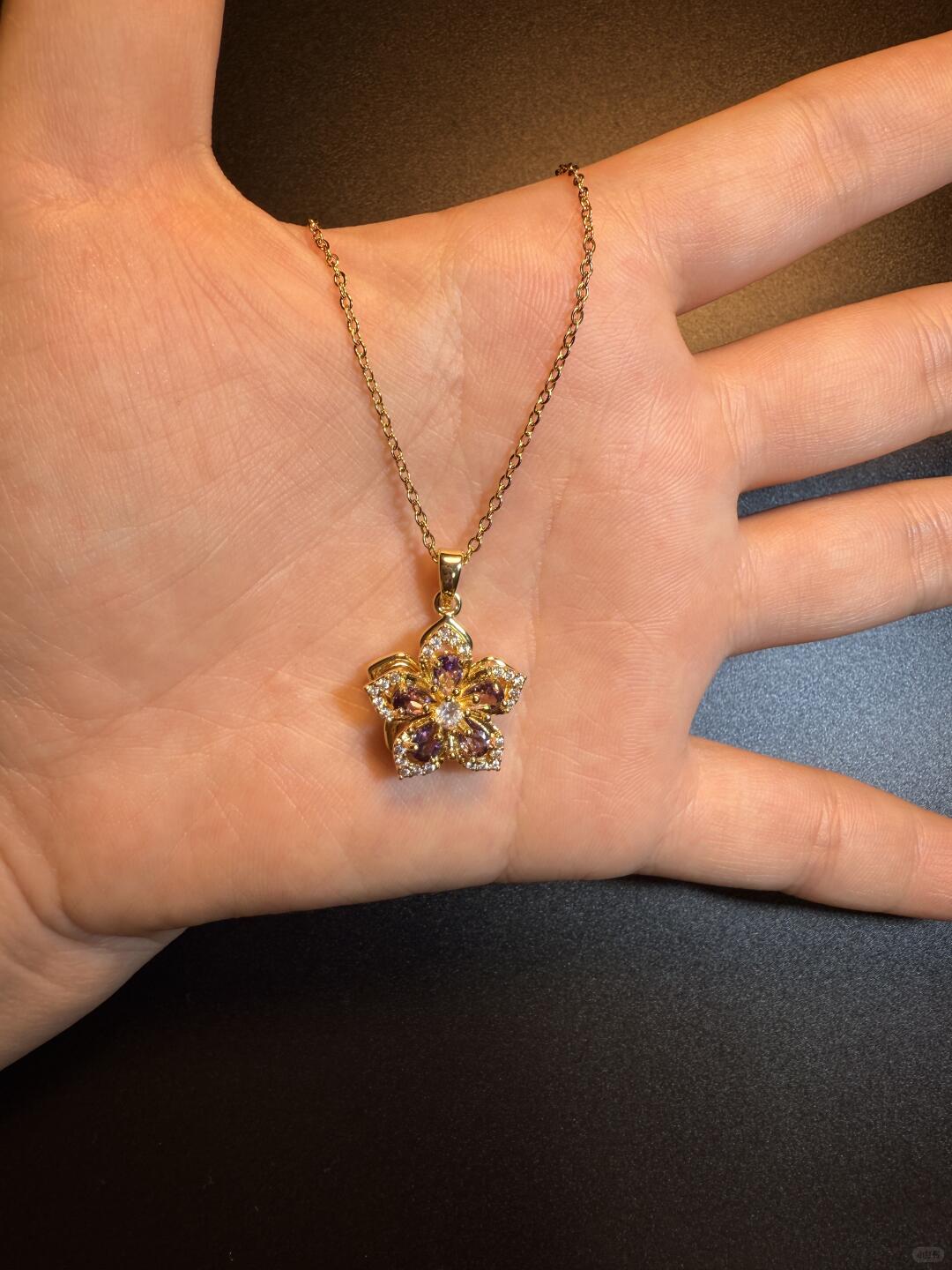 Gold Crystal Flower Necklace