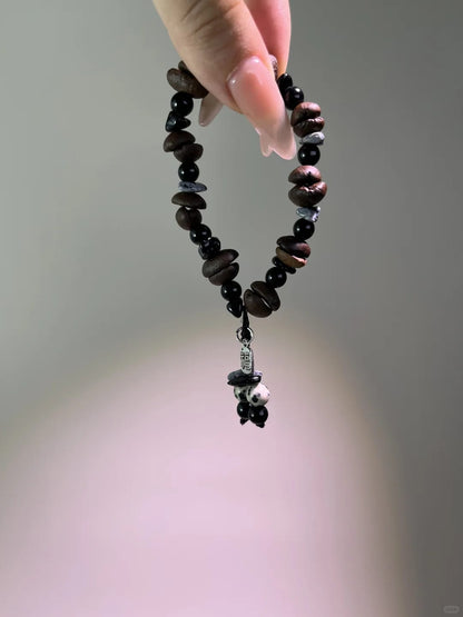 Coffee Bean Beaded Charm Bracelet