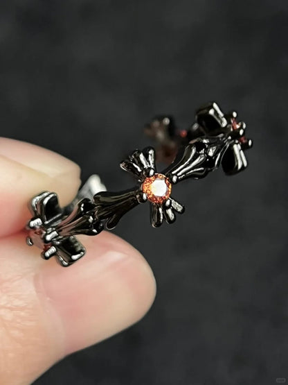 Dark Ornate Cross Cuff Ring