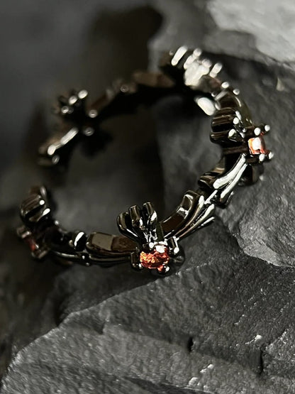 Dark Ornate Cross Cuff Ring