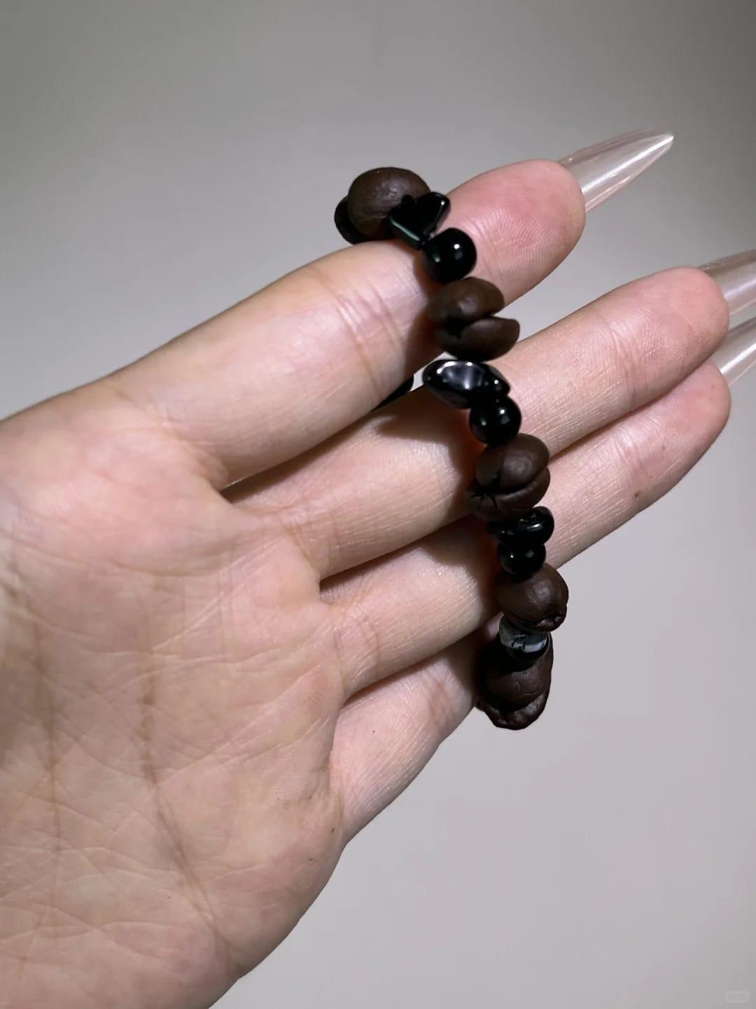 Coffee Bean Beaded Charm Bracelet