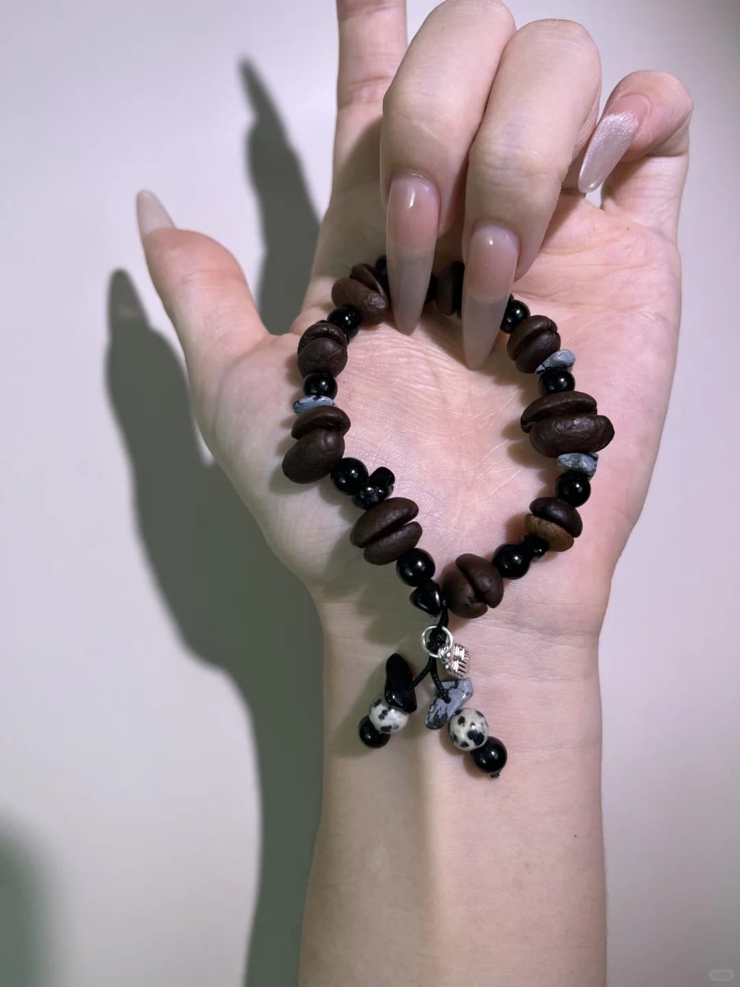 Coffee Bean Beaded Charm Bracelet