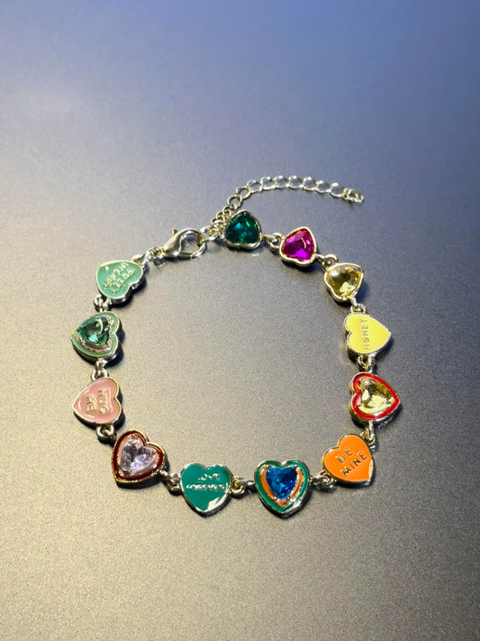 Rainbow Conversation Heart Bracelet