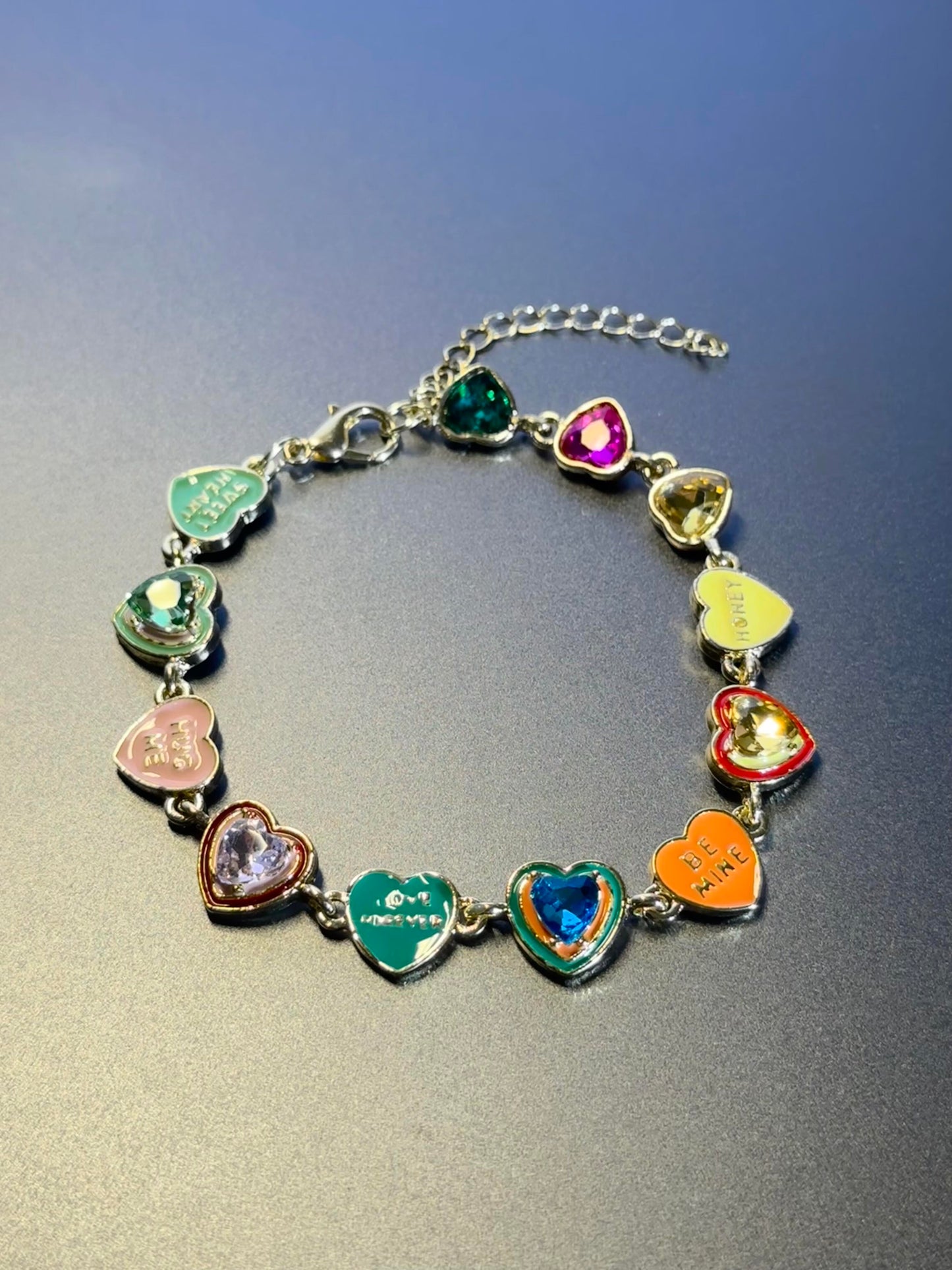 Rainbow Conversation Heart Bracelet