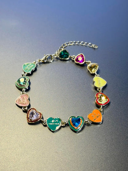 Rainbow Conversation Heart Bracelet