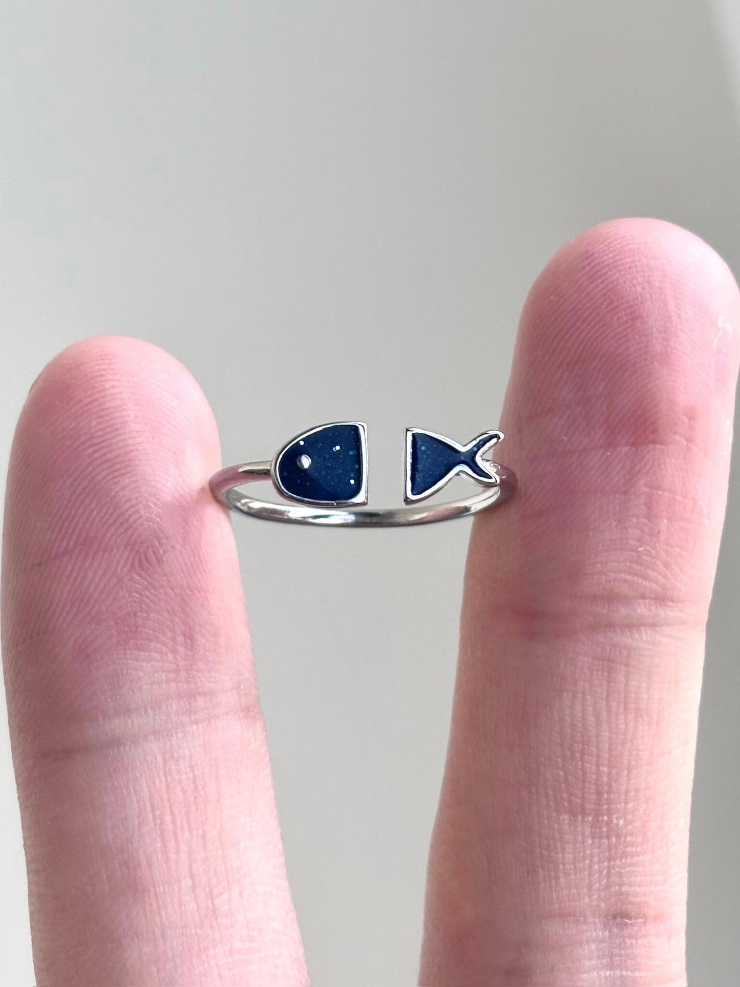 Deep Sea Blue Fish Adjustable Ring