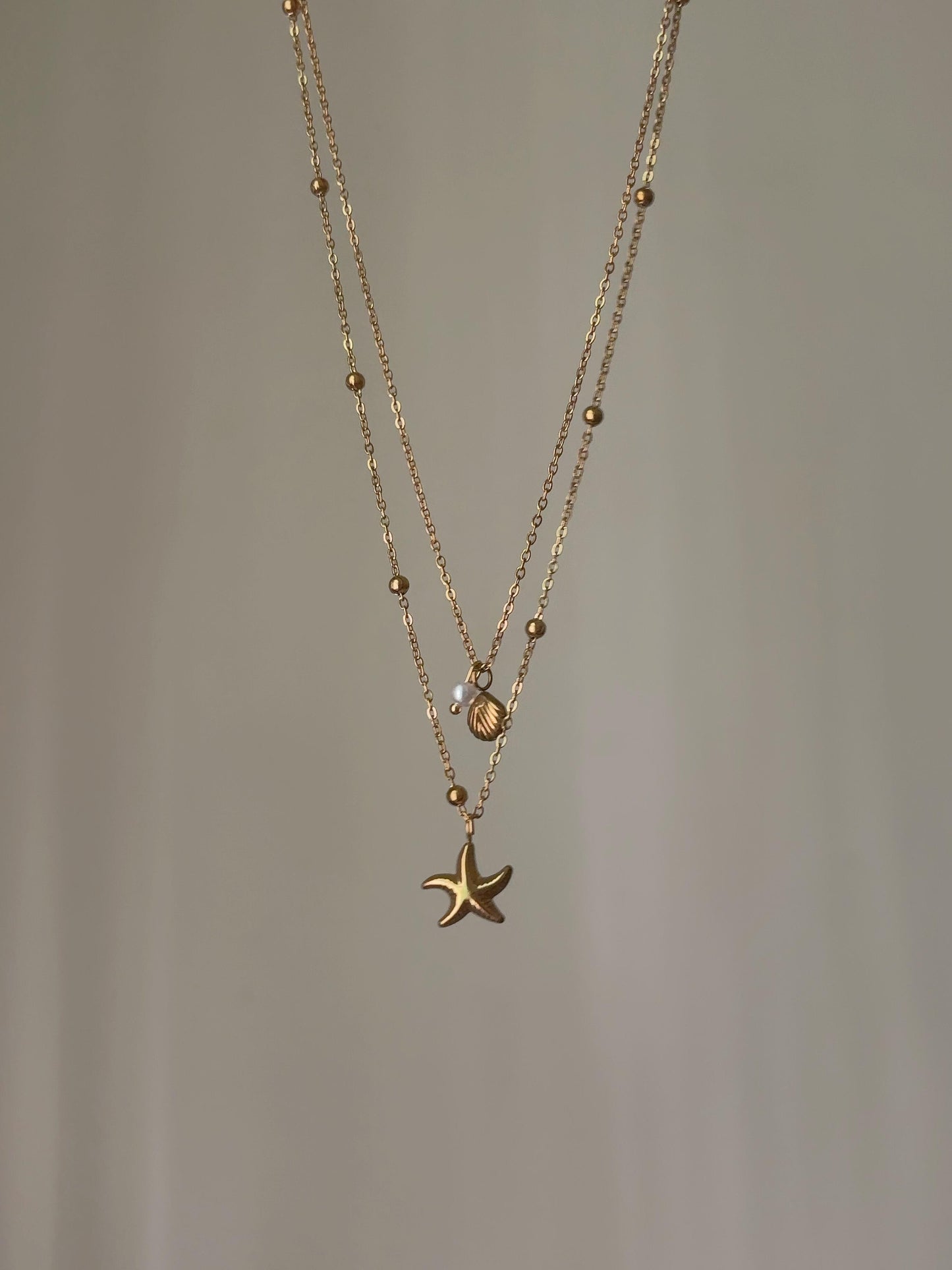 Gold Starfish & Seashells Layered Necklace