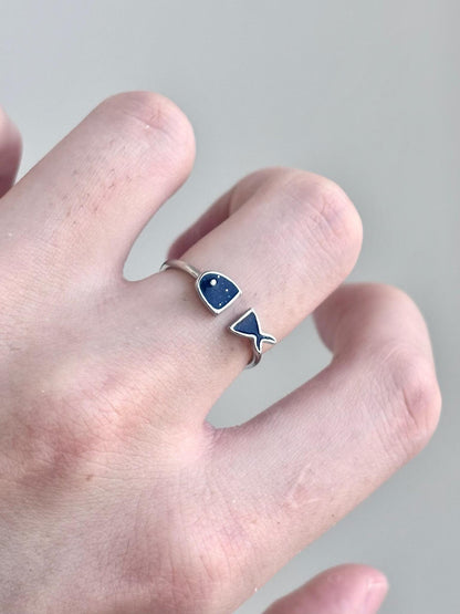 Deep Sea Blue Fish Adjustable Ring