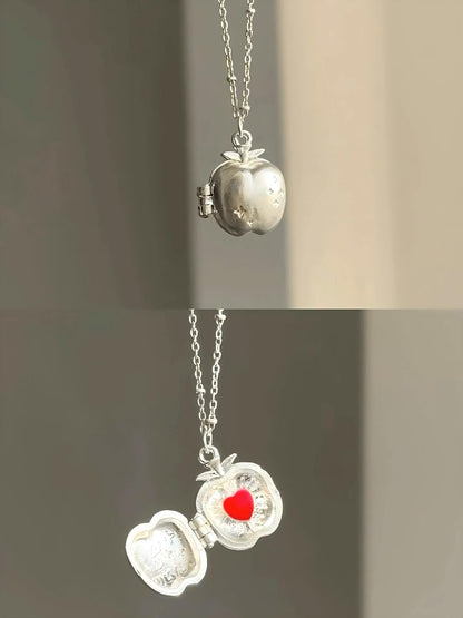 Secret Heart Apple Locket Necklace