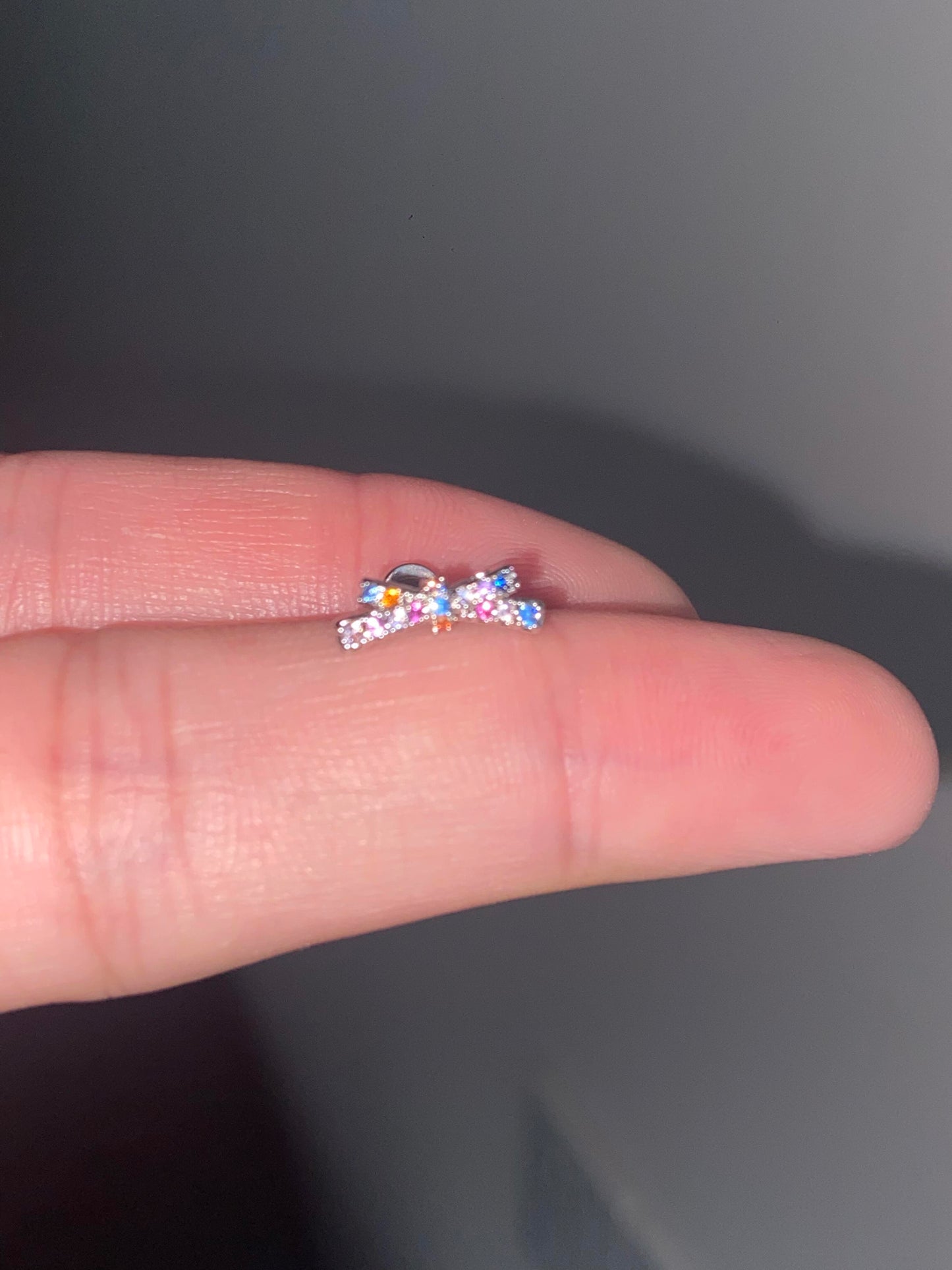 Rainbow Fairy bow helix earrings