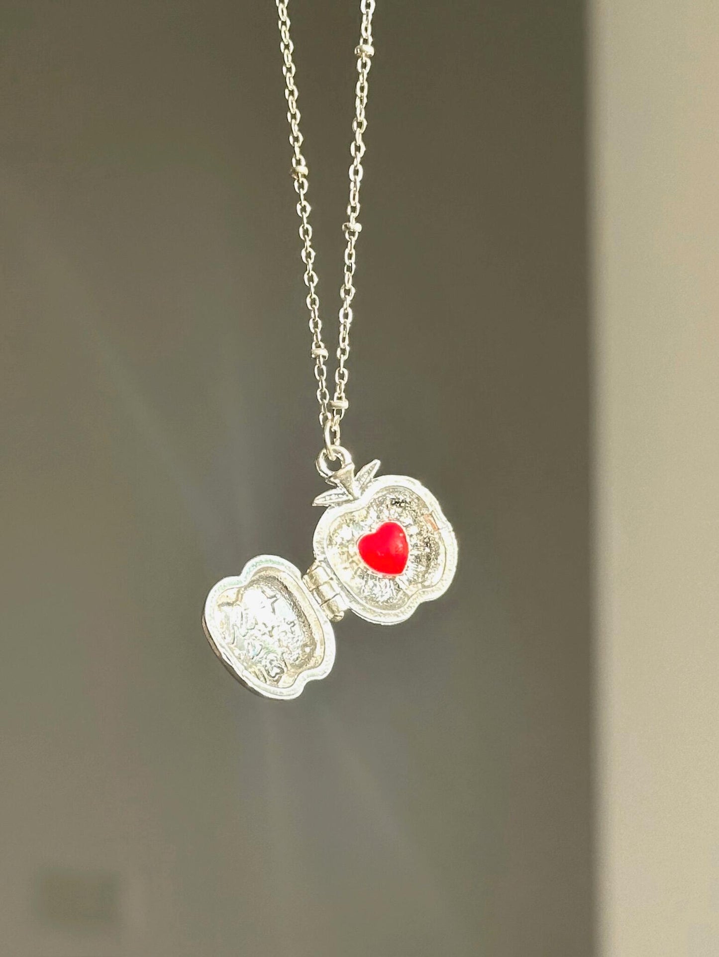 Secret Heart Apple Locket Necklace