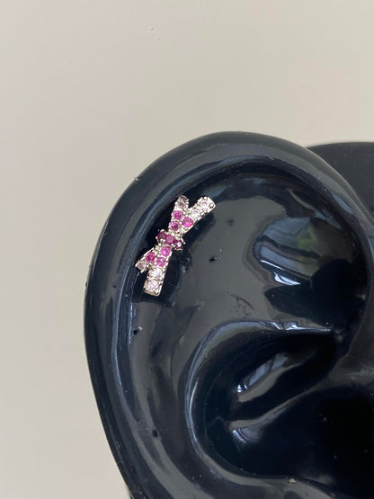 Pink Fairy bow helix earrings
