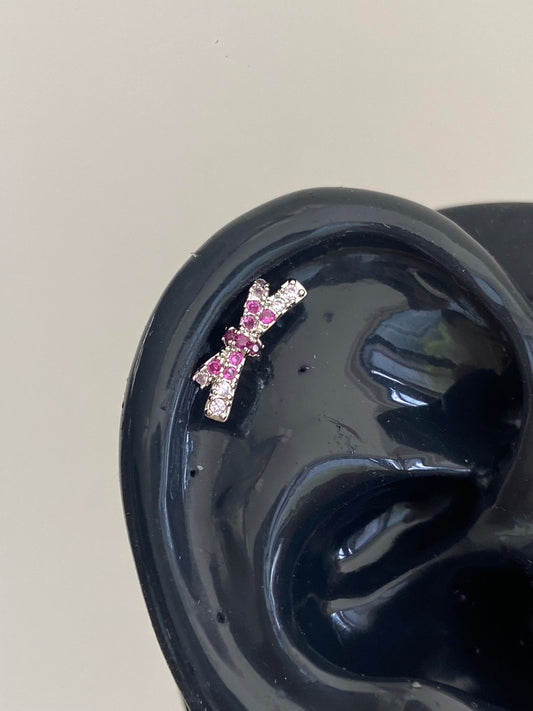 Pink Fairy bow helix earrings