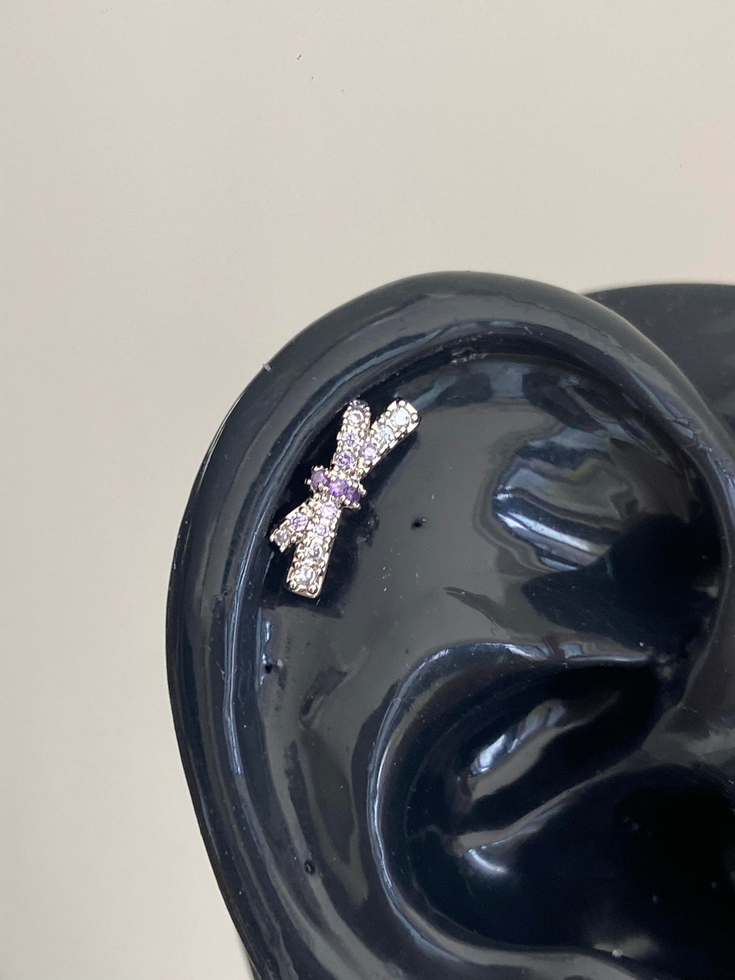 Purple Fairy bow helix earrings