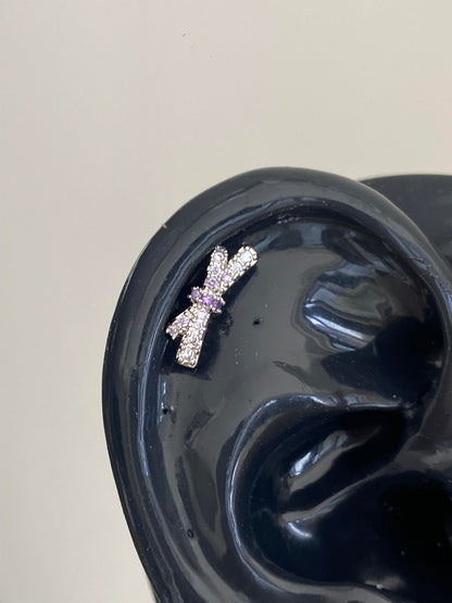 Purple Fairy bow helix earrings