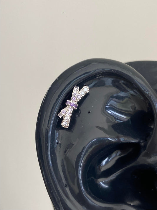 Purple Fairy bow helix earrings