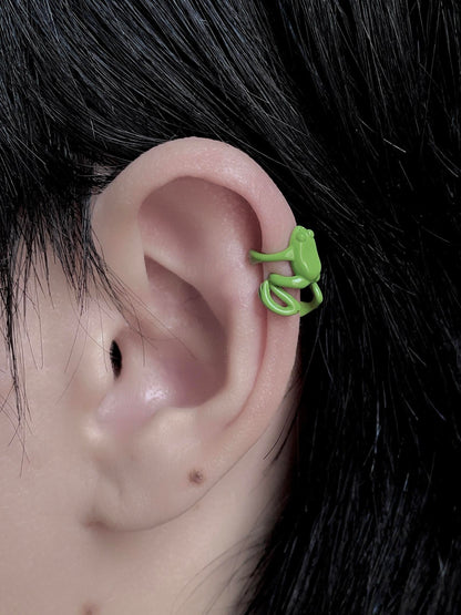 Green Frog Cuff Earrings