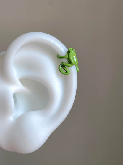 Green Frog Cuff Earrings