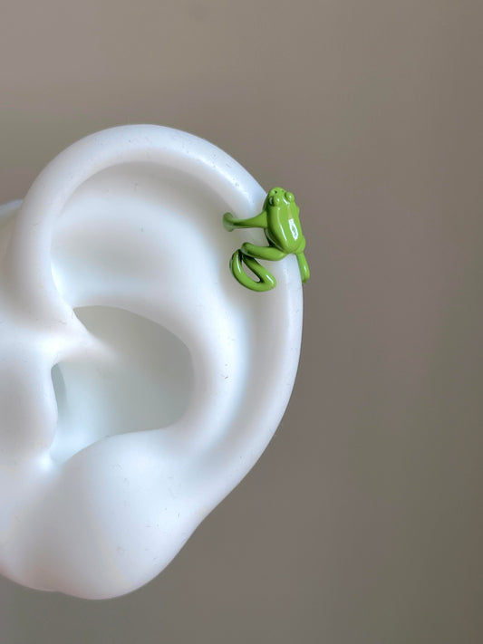 Green Frog Cuff Earrings