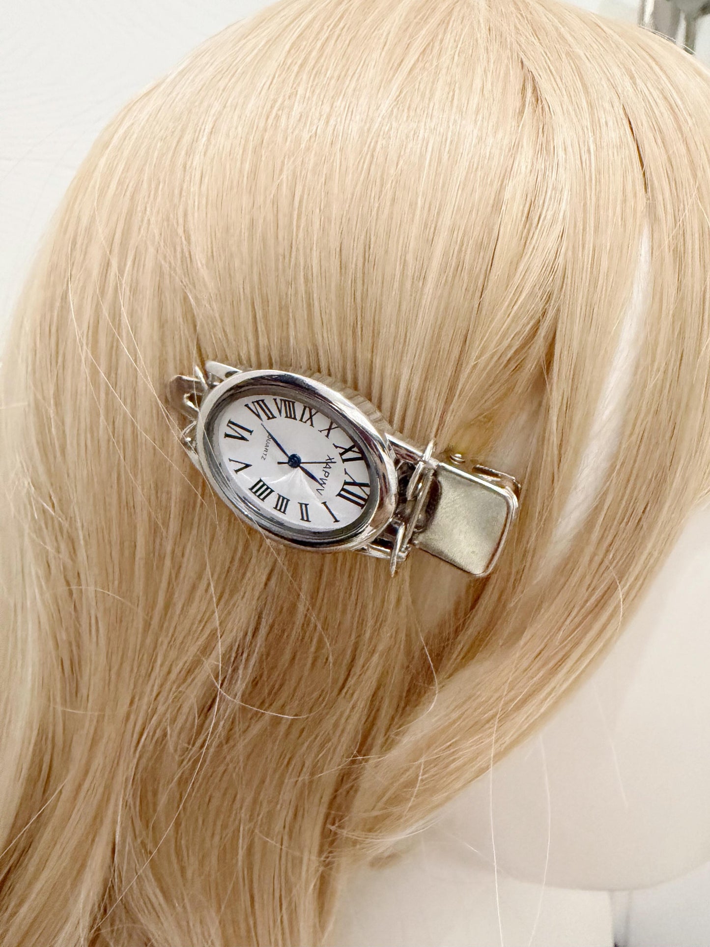 Silver Watch Hair Clip
