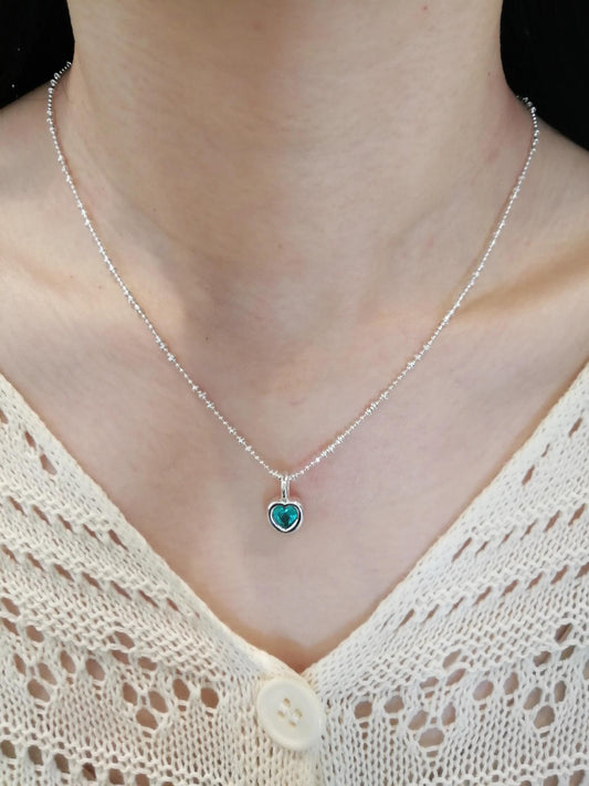 Blue Heart Crystal Necklace