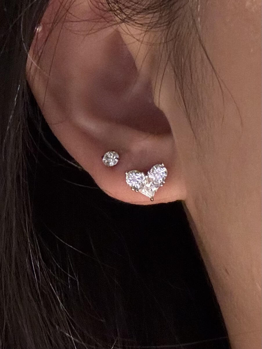 Moissanite Heart Stud Earrings Set