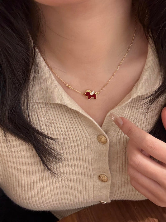 Red Enamel Pony Necklace