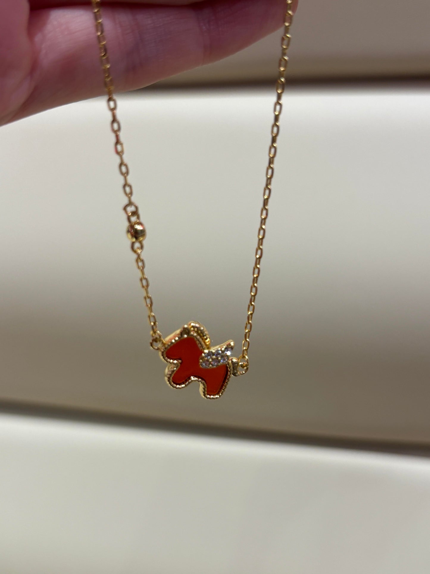 Red Enamel Pony Necklace