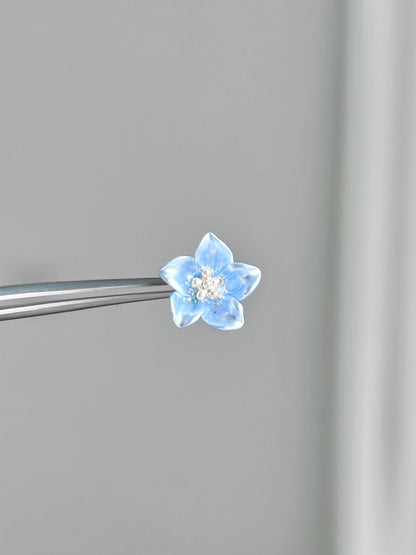 Blue Petal Bloom Lobe Earrings
