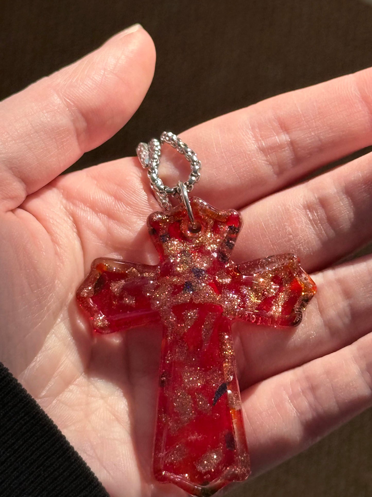 Red Resin Cross Pendant