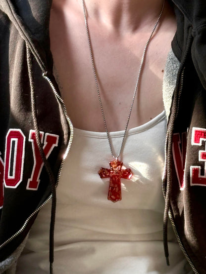 Red Resin Cross Pendant