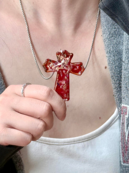 Red Resin Cross Pendant