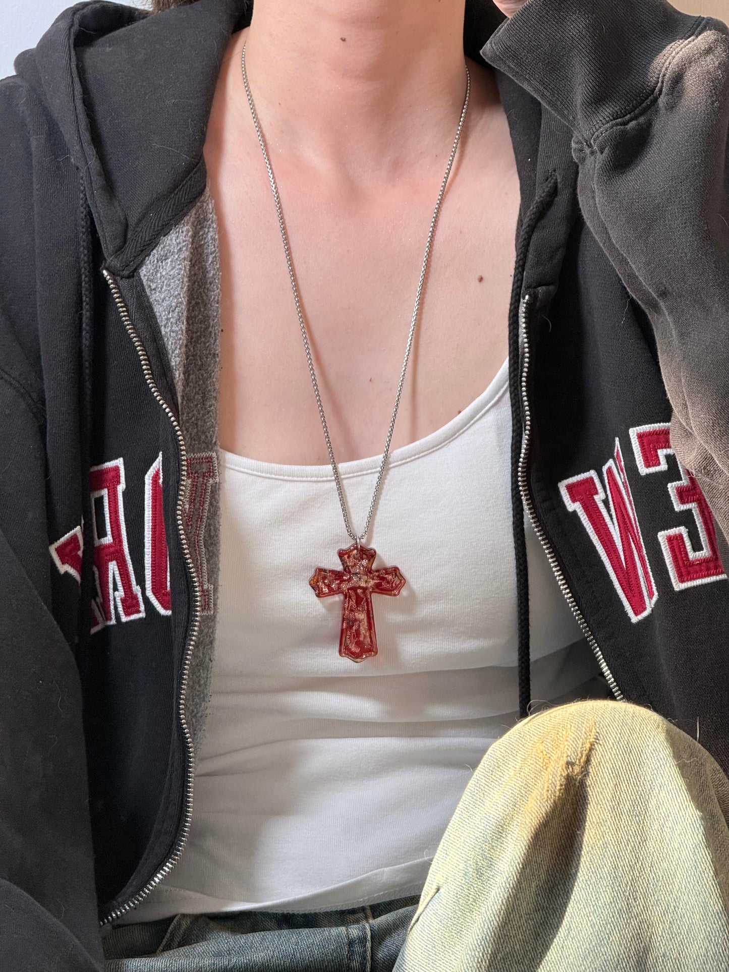 Red Resin Cross Pendant