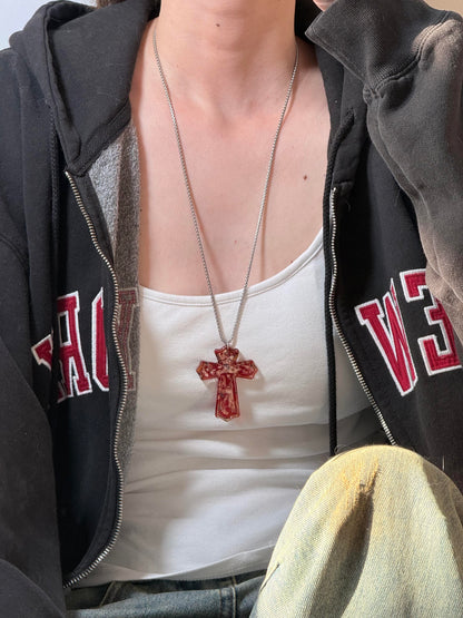 Red Resin Cross Pendant