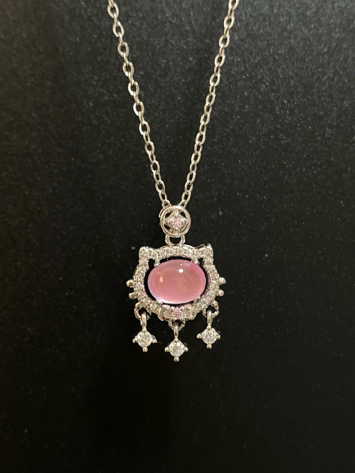 Vintage Pink Opal Pendant Necklace