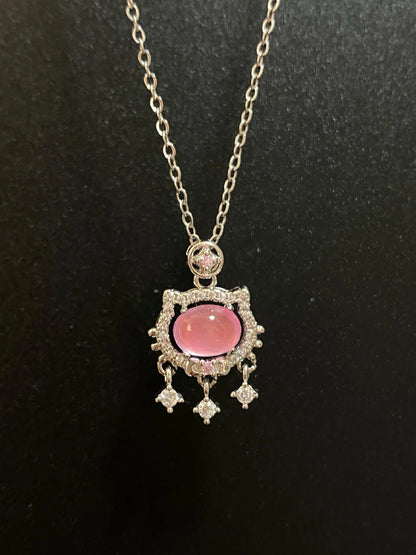 Vintage Pink Opal Pendant Necklace