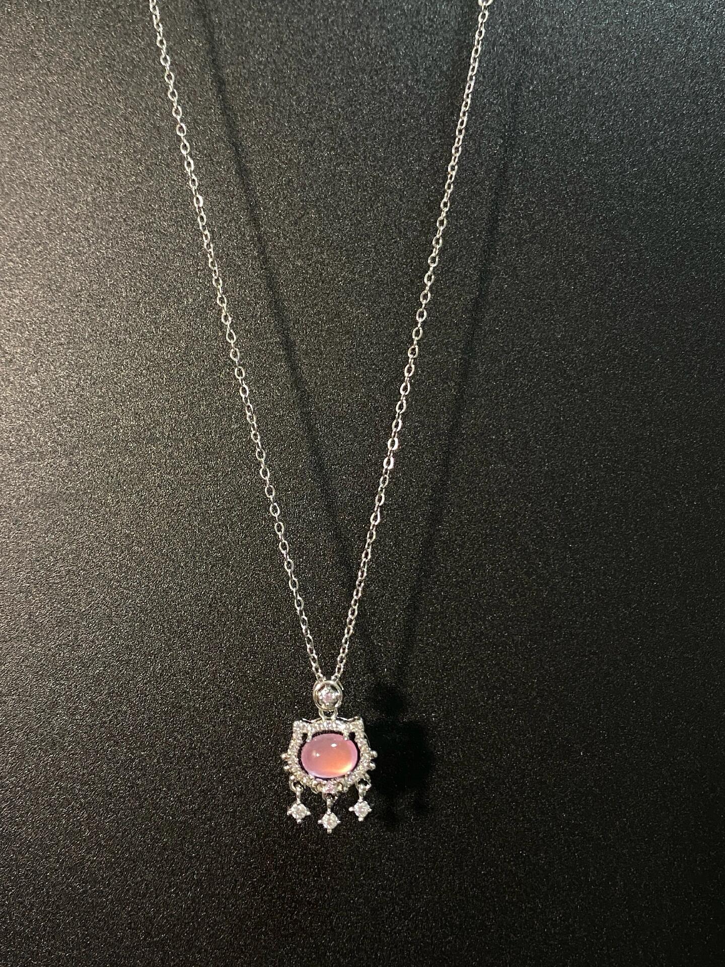 Vintage Pink Opal Pendant Necklace