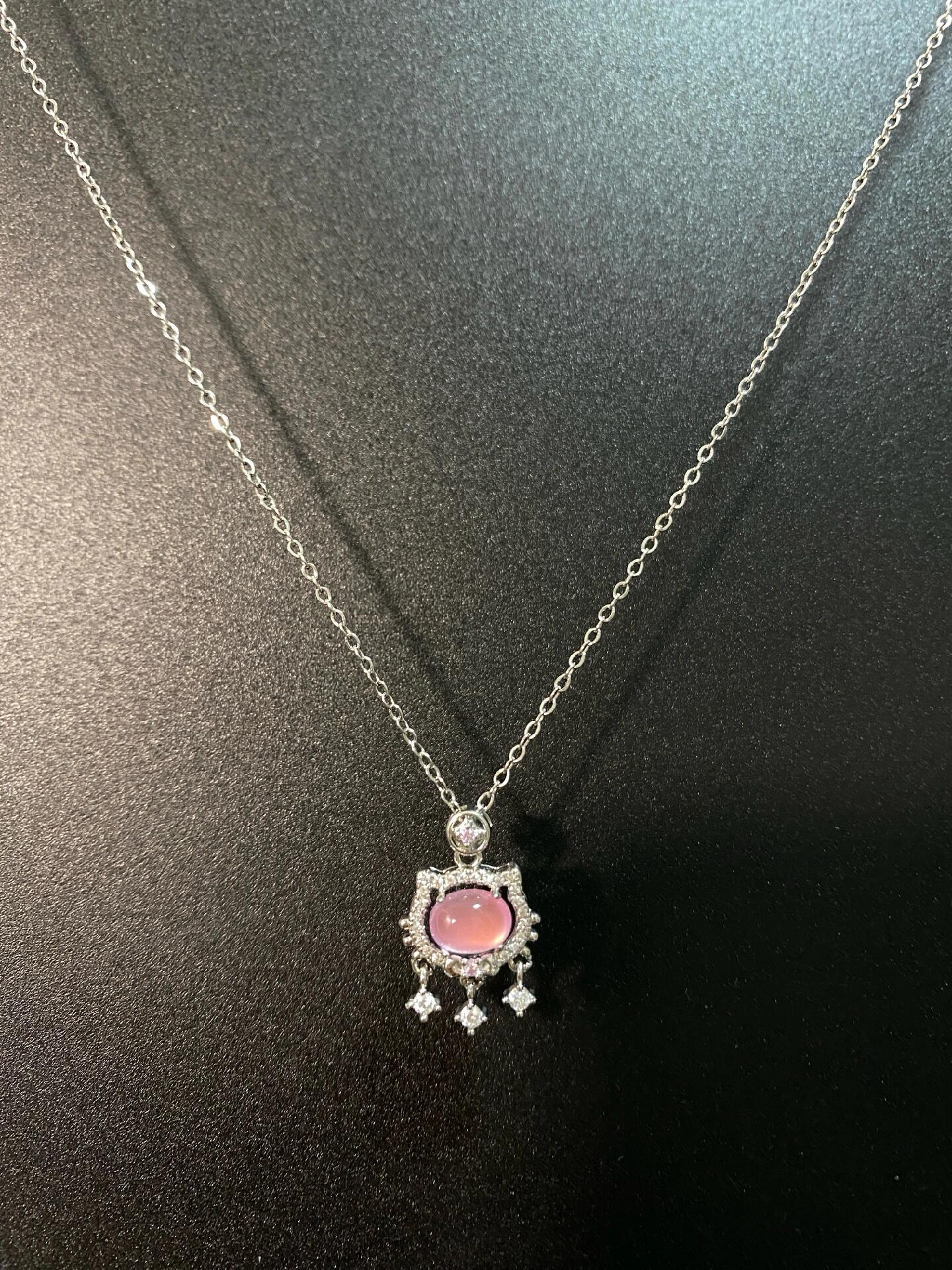 Vintage Pink Opal Pendant Necklace