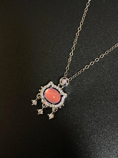 Vintage Pink Opal Pendant Necklace