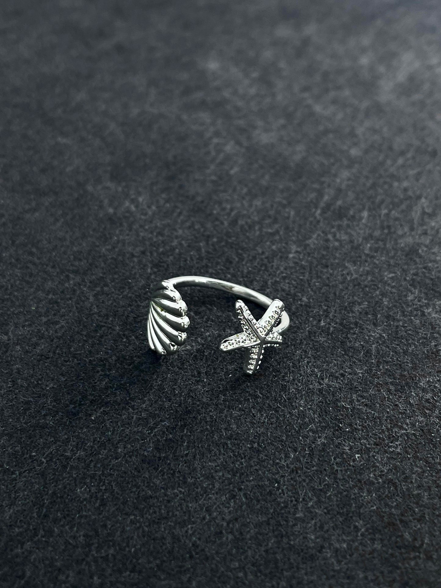 Starfish and Shell Duo Ring