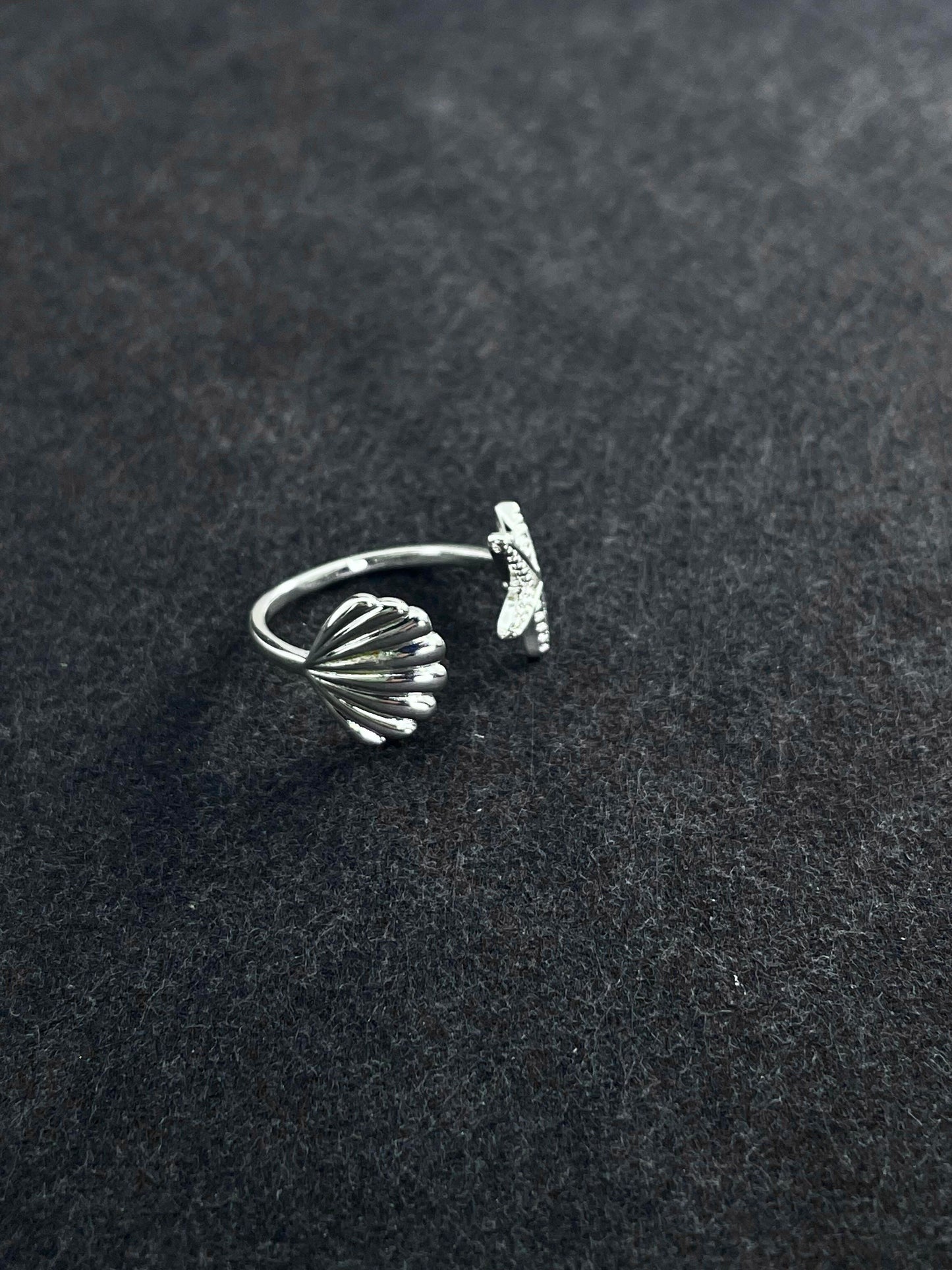 Starfish and Shell Duo Ring