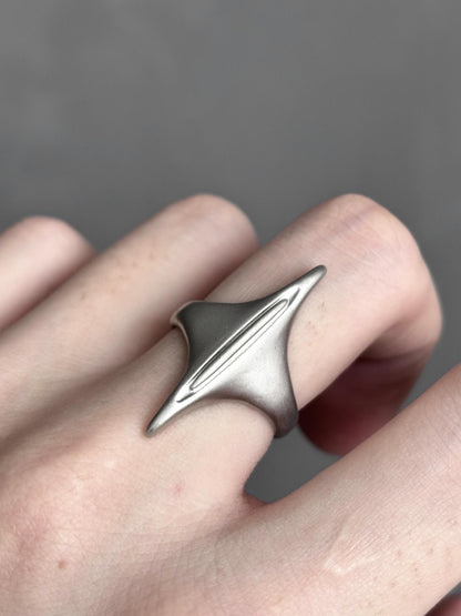 Silver Spaceship Adjustable Ring