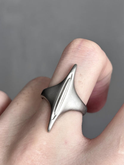 Silver Spaceship Adjustable Ring